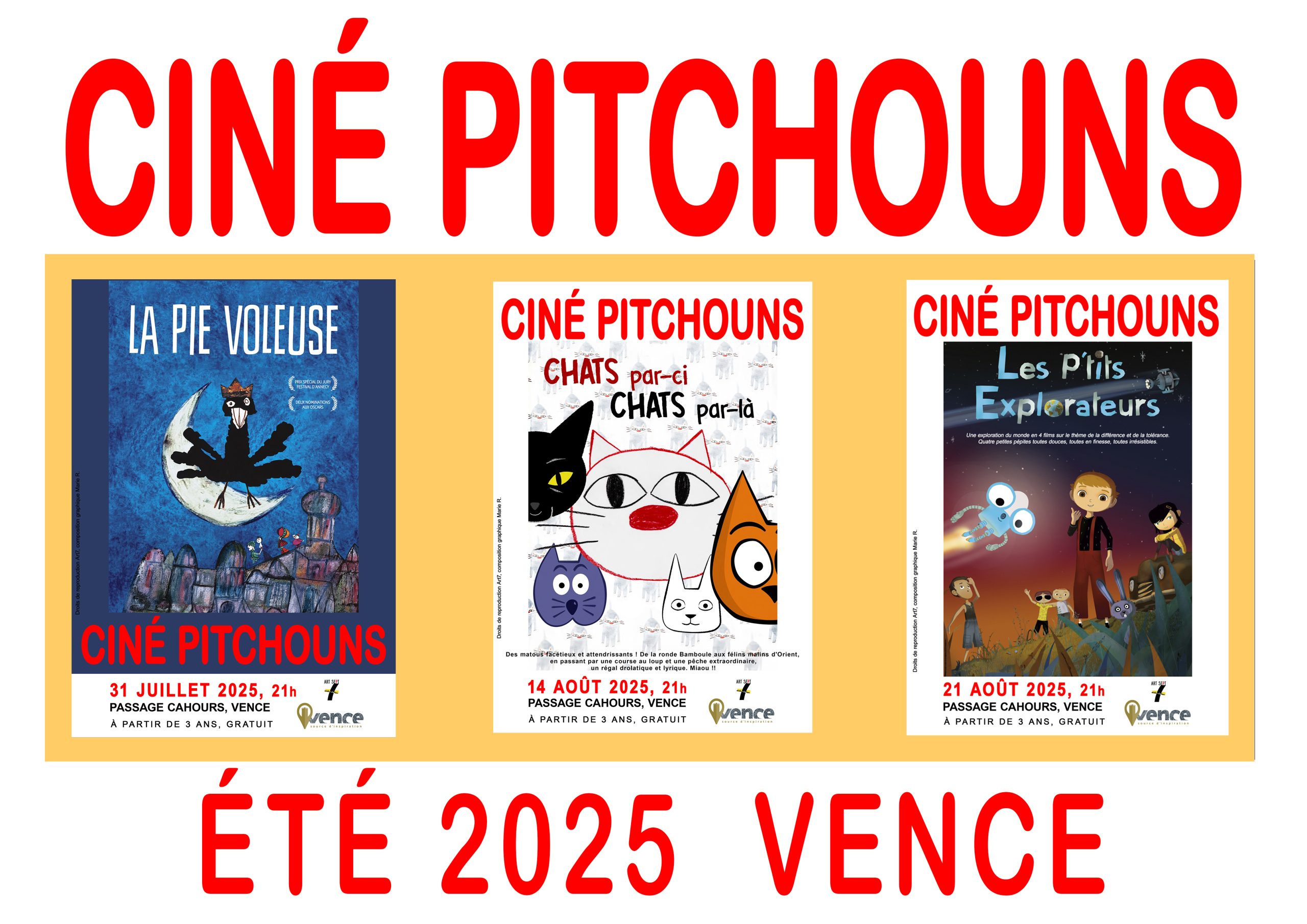 3 Projections Ciné-Pitchoun cet été…