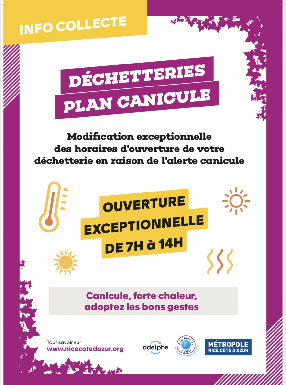 Déchetterie : horaires modifiés lors des canicules