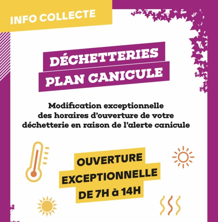 Lundi 22 juin : la déchetterie modifie ses horaires du fait de la canicule