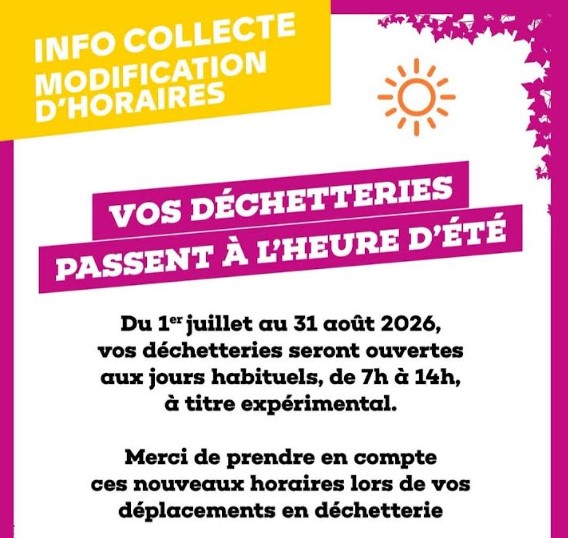 La déchetterie modifie ses horaires en été